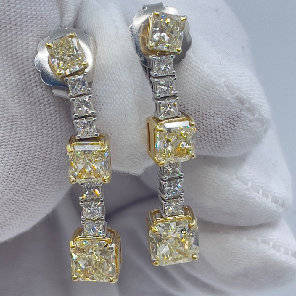 7.73 carat two tone diamond earrings GIA Certified